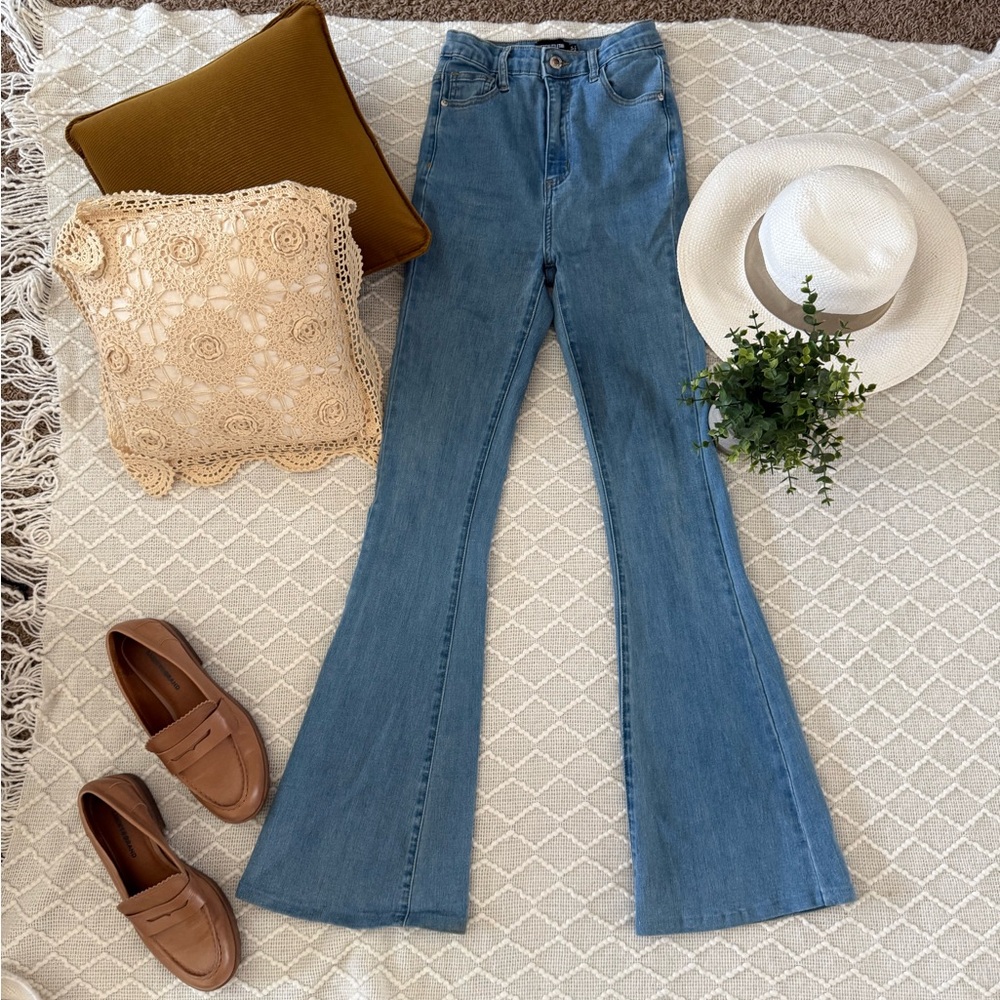 🫐PLT High Waisted Flare Jeans, 0